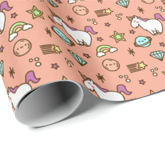 Süßes Einhorn & Regenbogen-Geschenkpapier | Pastel Geschenkpapier