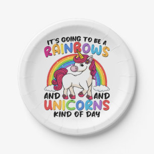 Süßes Einhorn Regenbogen Lustig Pappteller