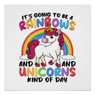 süßes Einhorn Regenbogen lustig Poster