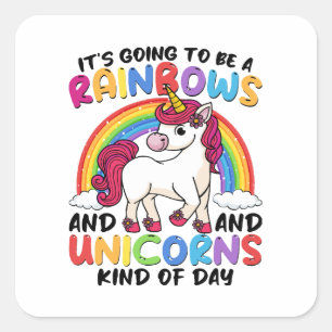 süßes Einhorn Regenbogen lustig Quadratischer Aufkleber