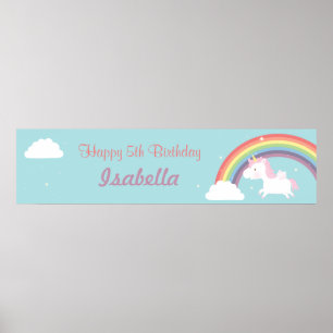 Süßes Einhorn Regenbogen Mädchen Geburtstagsfeier Poster