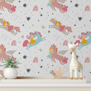 Süßes Einhorn Regenbogen Sterne Mädchen Kinderzimm Tapete