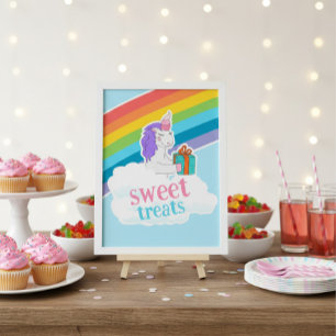 Süßes Einhorn-Regenbogen-Süßigkeiten-Geburtstagspo Poster