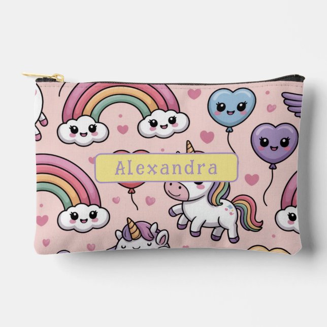 Süßes Einhorn Regenbogen Zubehörtasche (Vorderseite)