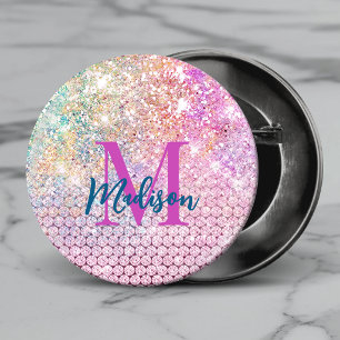 süßes Einhorn rosa falscher Glitter-Rhinestone-Mon Button