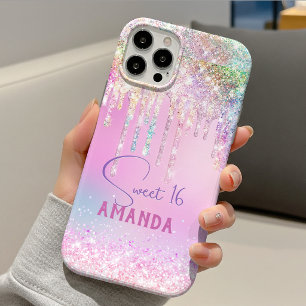 Süßes Einhorn rosa Glitter Geburtstagsmonogramm Case-Mate iPhone Hülle