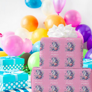 Süßes Einhorn Rosa Lila Glitter Mädchen Geburtstag Geschenkpapier