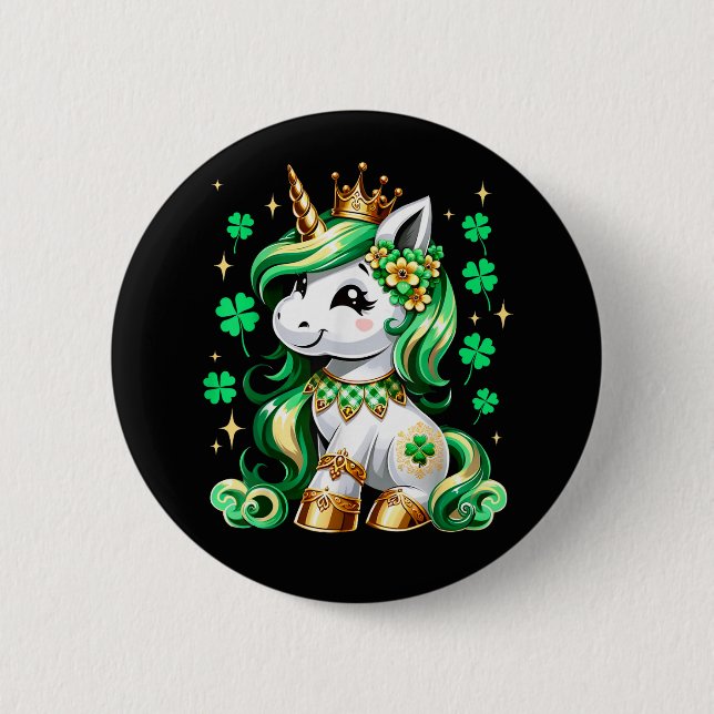 Süßes Einhorn Shamrock St Patricks Day  Button (Vorderseite)