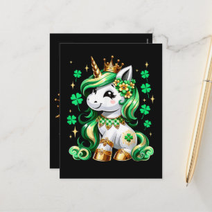 Süßes Einhorn Shamrock St. Patrick's Day Feiertagspostkarte