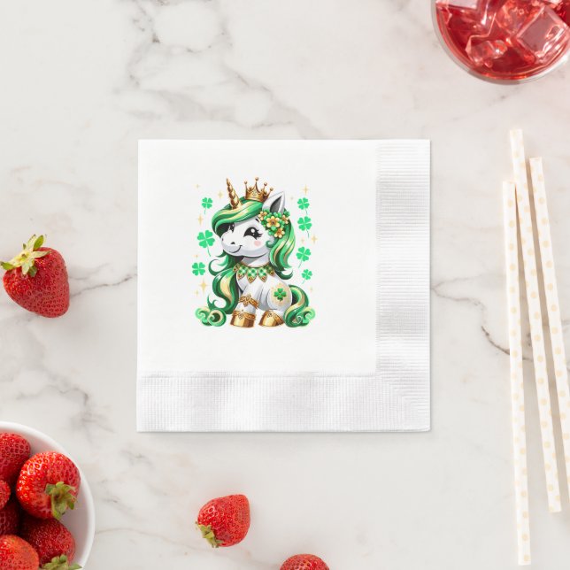 Süßes Einhorn Shamrock St Patricks Day Serviette (Beispiel)