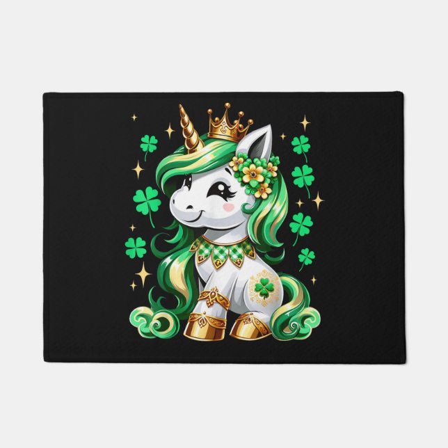 Süßes Einhorn Shamrock St Patricks Tag Fußmatte (Vorderseite)