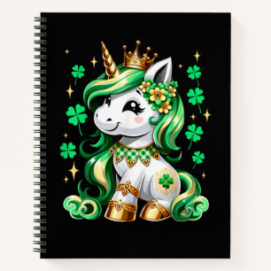 Süßes Einhorn Shamrock St Patricks Tag  Notizbuch