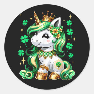 Süßes Einhorn Shamrock St Patricks Tag  Runder Aufkleber
