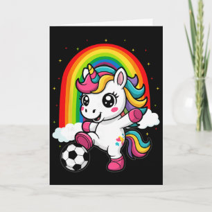 Süßes Einhorn spielt Fußball _1  Karte