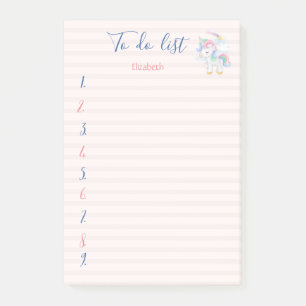 Süßes Einhorn Streifen To-Do-Liste Post-it Klebezettel