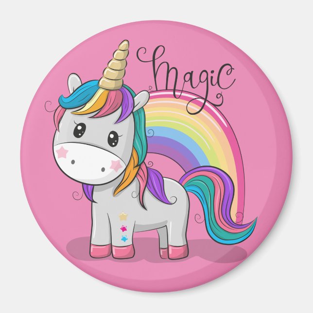Süßes Einhorn Unicorn mit großen Augen Magnet (Vorne)