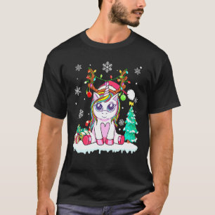 Süßes Einhorn Weihnachten Mädchen Frauen Xmas Hirs T-Shirt
