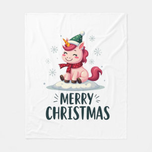 Süßes Einhorn-Weihnachtsmütze Einhorn-Weihnachts-T Fleecedecke