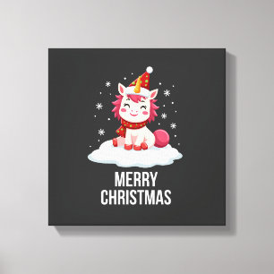Süßes Einhorn-Weihnachtsmütze Einhorn-Weihnachts-T Leinwanddruck