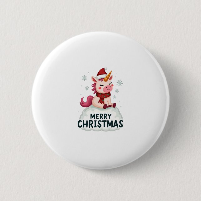Süßes Einhorn-Weihnachtsmützen-Einhorn-Weihnachts- Button (Vorderseite)