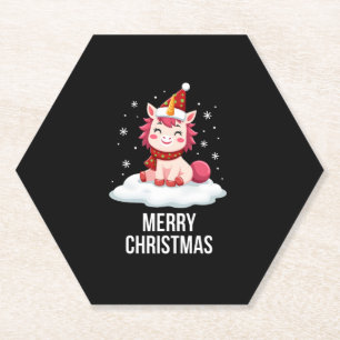 Süßes Einhorn-Weihnachtsmützen-Einhorn-Weihnachts- Untersetzer