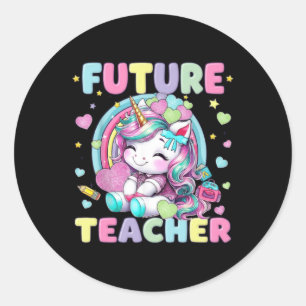 Süßes Einhorn-Zukunftslehrer-Klassenzimmer-Design Runder Aufkleber