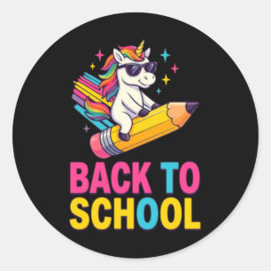 Süßes Einhorn Zurück zur Schule Erster Schultag Runder Aufkleber