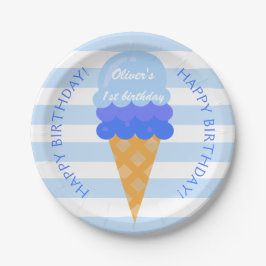 Süßes Eis 1. Geburtstag Party Blue Junge Pappteller