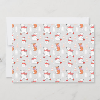 Süßes Eisbär-Fuchs-Schneemann-Muster Feiertagskarte