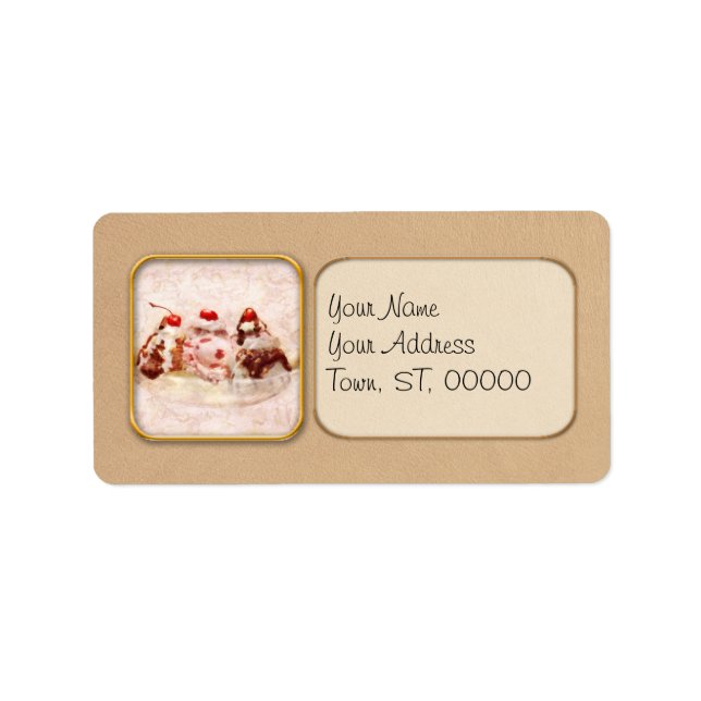 Süßes - Eiscreme - Banana split Adressaufkleber (Vorne)