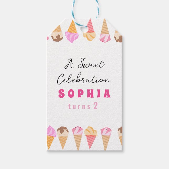 Süßes Eiscreme-Party Geschenkanhänger (Vorderseite)