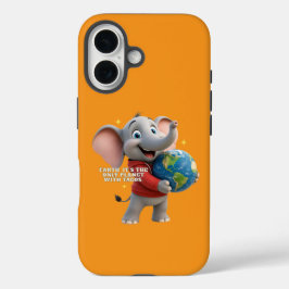Süßes Elefant umarmt den Planeten Eco Design iPhone 16 Hülle