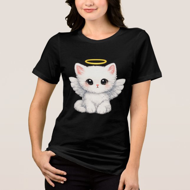 Süßes Engel-Kätzchen Aquarell Tri-Blend Shirt (Vorderseite)