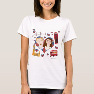 Süßes englisches Paar königliches Cartoon-Liebesde T-Shirt
