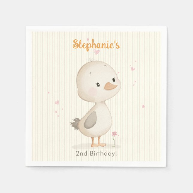 Süßes Entlein Geburtstag Serviette (Vorderseite)