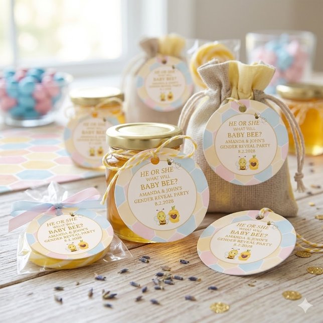 Süßes Er oder Sie Baby Biene Geschlecht Enthüllung Geschenkanhänger (Von Creator hochgeladen)