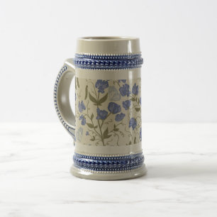Süßes Erbsenblau und cremefarbenes Cottage-Design Bierglas