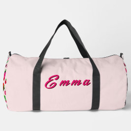 Süßes Erdbeer-Fruchtmuster mit individuellem Namen Duffle Bag