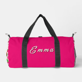 Süßes Erdbeer-Fruchtmuster mit individuellem Namen Duffle Bag