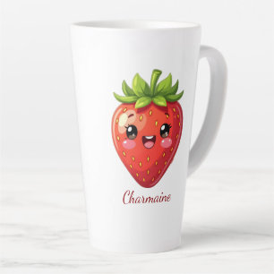 Süßes Erdbeer-Kawaii-Monogramm Milchtasse
