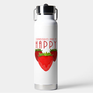 Süßes Erdbeer-Zitat-Design   Kawaii-Frucht Trinkflasche
