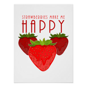 Süßes Erdbeer-Zitat-Design   Kawaii Obst Poster