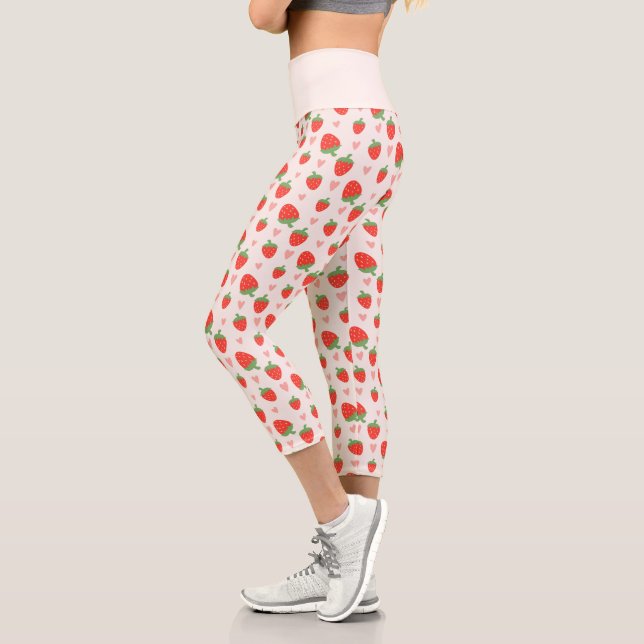 Süßes Erdbeeren & Herz Capri Leggings (Links)