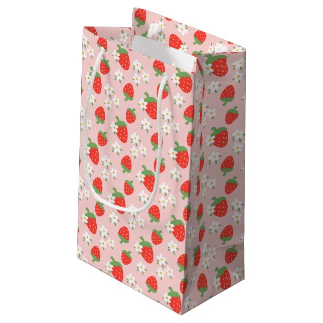 Süßes Erdbeeren & Milchgeschenkbeutel Kleine Geschenktüte (Rückseite Schrägansicht)