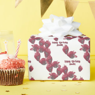 Süßes Erdbeeren Personalisiert Geschenkpapier