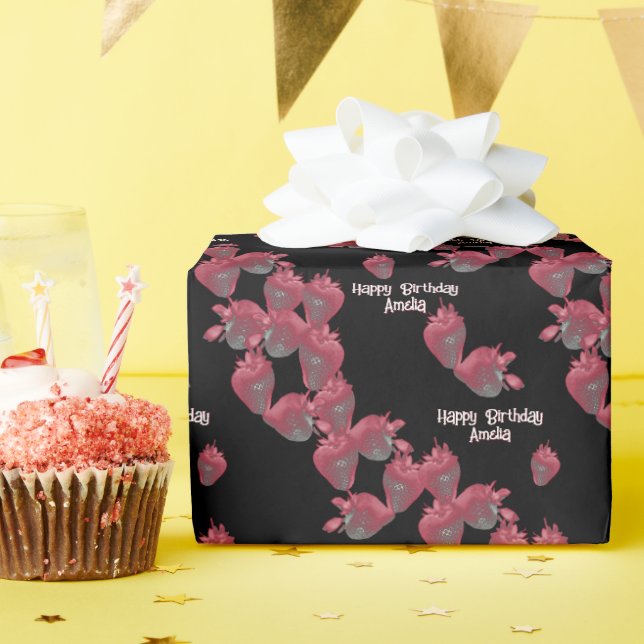 Süßes Erdbeeren Personalisiert Geschenkpapier (Geburtstagsparty)