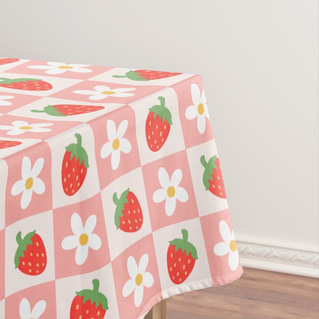 Süßes Erdbeeren und Blume Tischdecke (Beispiel)