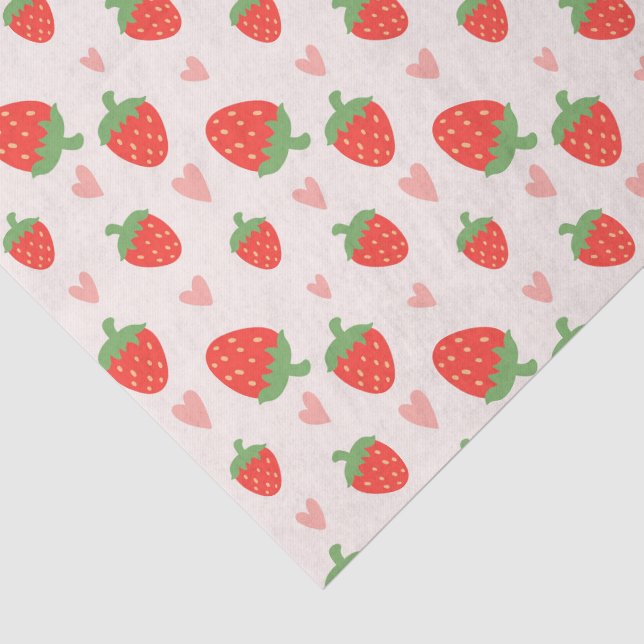 Süßes Erdbeeren und Herz-Gewebe Seidenpapier (Ausschnitt)