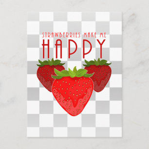 Süßes Erdbeeren-Zitat-Design Kawaii Obst Postkarte