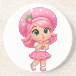 Süßes Erdbeermädchen Chibi Getränkeuntersetzer